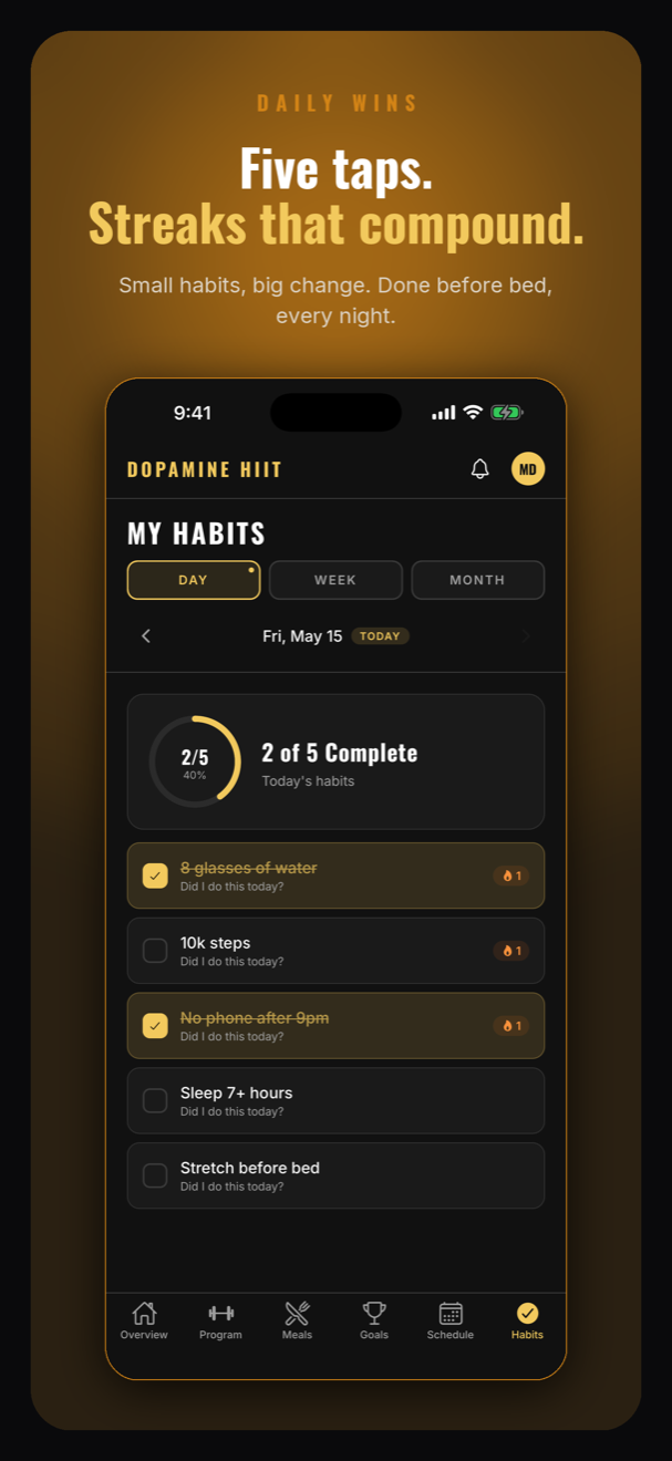 Daily habit tracker in Dopamine HIIT